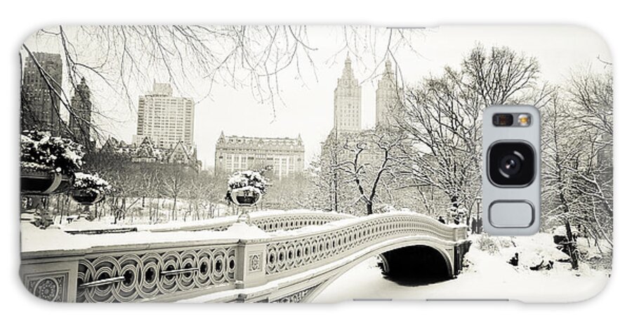 New York City Galaxy Case featuring the photograph Winter's Touch - Bow Bridge - Central Park - New York City by Vivienne Gucwa
