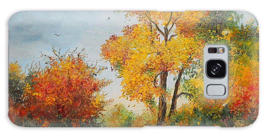 Autumn Galaxy Case featuring the painting With Sheep on Pasture by Sorin Apostolescu