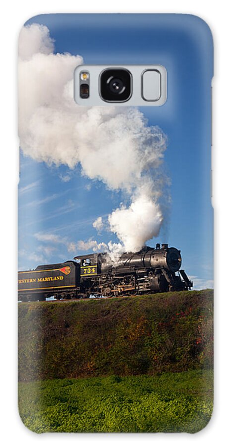 Antique Galaxy Case featuring the photograph WM Steam train powers along railway by Steven Heap
