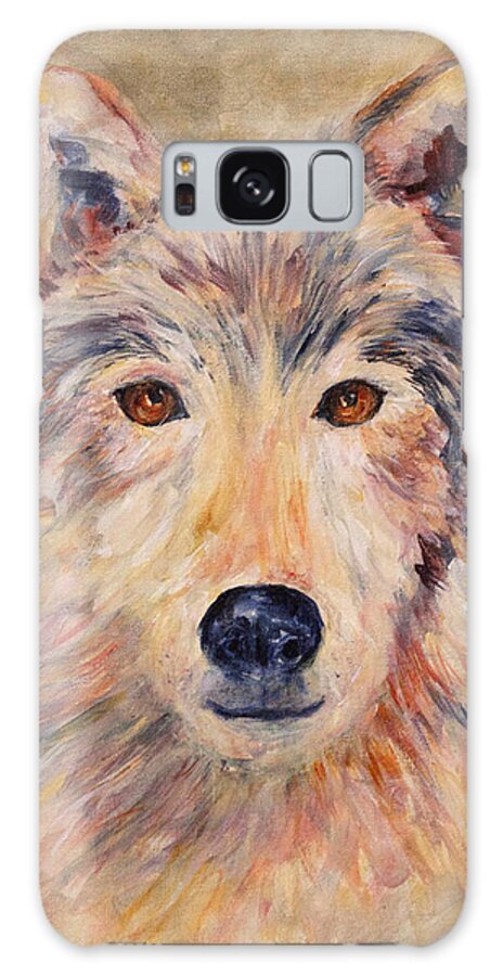 Wolf Galaxy S8 Case featuring the painting Wolf by Sally Quillin