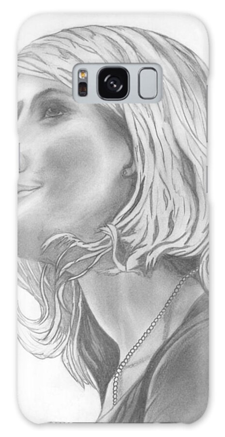 Black And White Galaxy Case featuring the drawing Woman at the Party by David Ortiz 