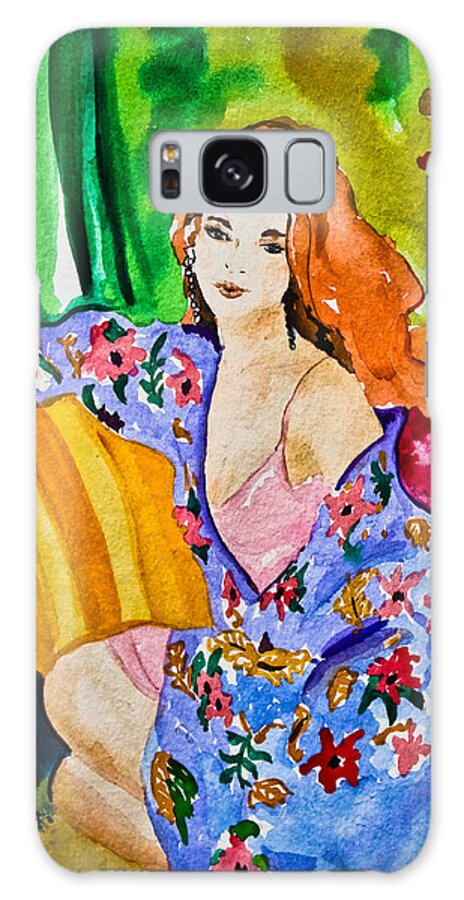 Portraits Galaxy Case featuring the painting Woman in Silk Kimono by Colleen Kammerer