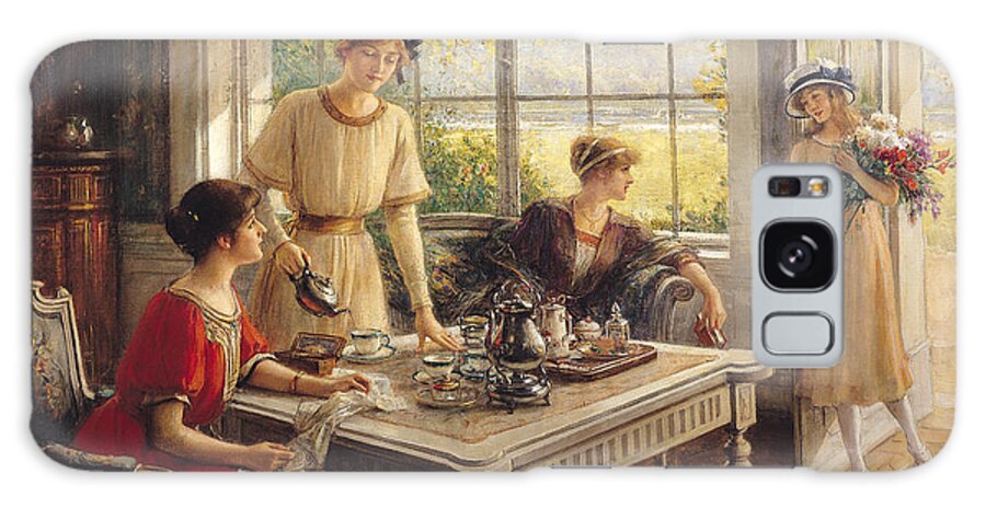 Victorian Galaxy Case featuring the painting Women Taking Tea by Albert Lynch