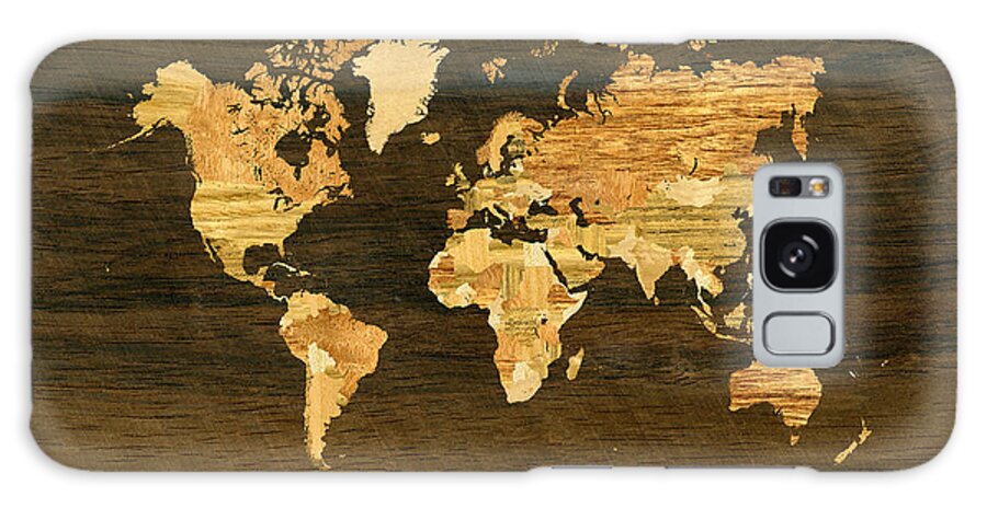 World Galaxy Case featuring the digital art Wooden World Map by Hakon Soreide