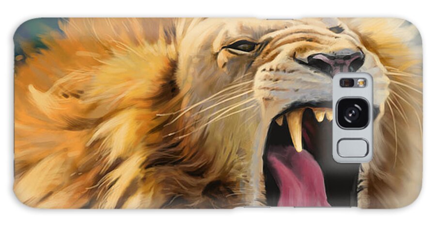 Lion Galaxy Case featuring the digital art Yawning Lion by Aaron Blaise