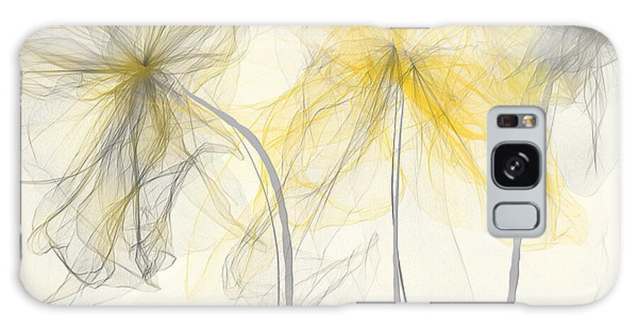 Yellow Galaxy Case featuring the painting Yellow And Gray Flowers Impressionist by Lourry Legarde
