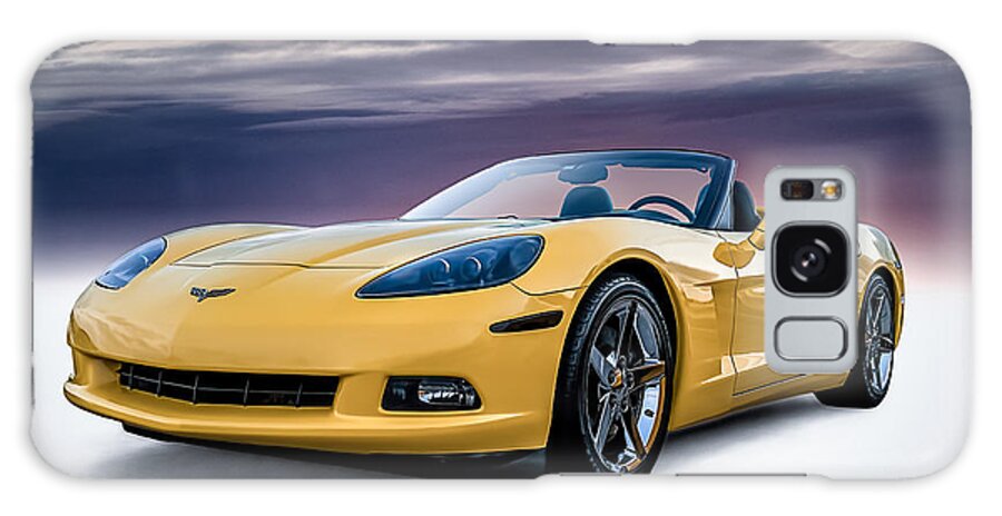 Yellow Galaxy Case featuring the digital art Yellow Corvette Convertible by Douglas Pittman