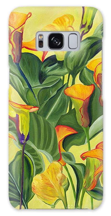 Lilies Galaxy Case featuring the painting Yellow Lilies by Annette M Stevenson