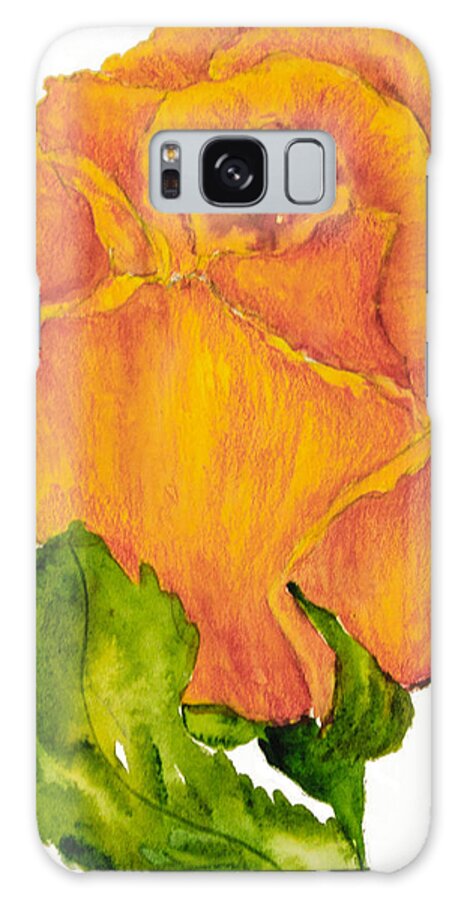Yellow Rose Galaxy S8 Case featuring the painting Yellow Rose Bud by Sally Quillin