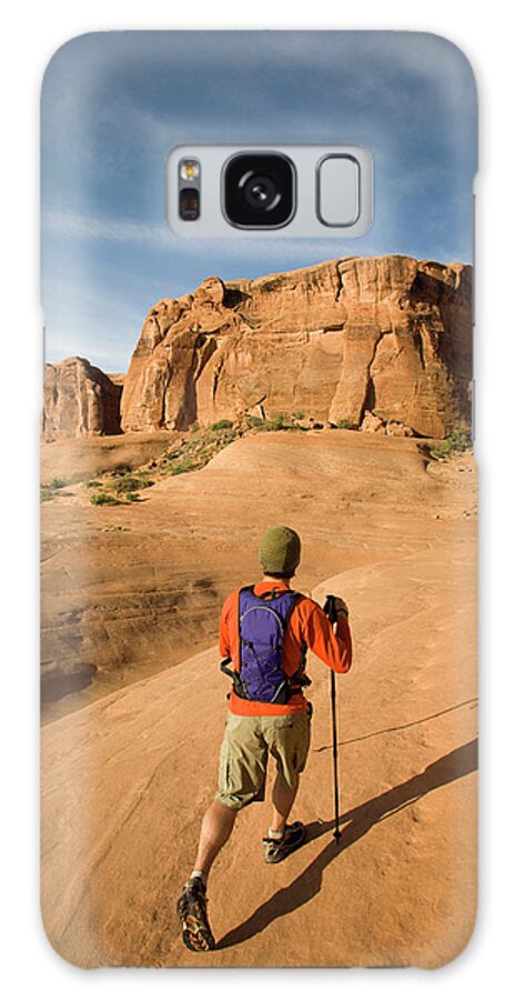 35-39 Years Galaxy Case featuring the photograph Young Man Hiking In Arches National by Justin Bailie