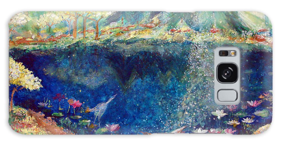 Lotus Lake Galaxy Case featuring the painting Lotus Lake #1 by Ashleigh Dyan Bayer