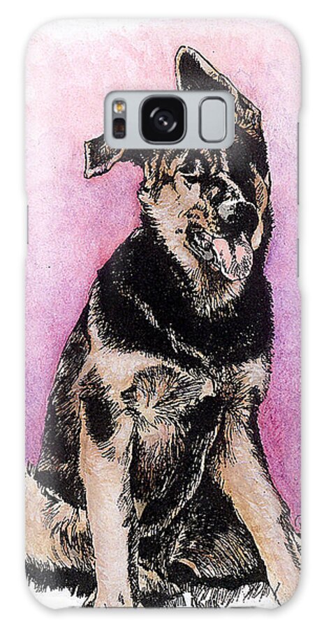 Dog Art Galaxy Case featuring the painting Shepherd Pup #1 by Patrice Clarkson
