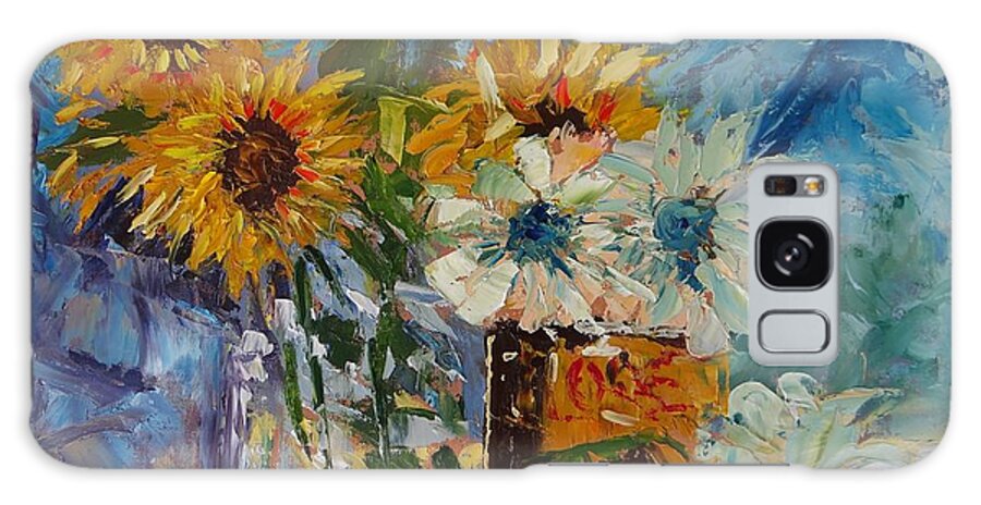 Sunflower Galaxy Case featuring the painting Sunflower Still Life #1 by Carol Berning