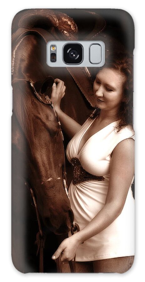 Animal Galaxy Case featuring the photograph Woman and Horse #1 by Angela Rath