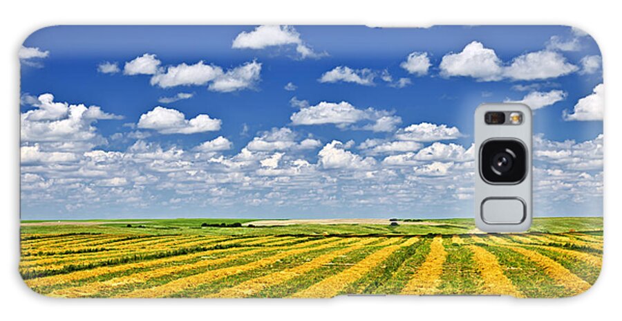 Agriculture Galaxy Case featuring the photograph Farm field at harvest in Saskatchewan 2 by Elena Elisseeva