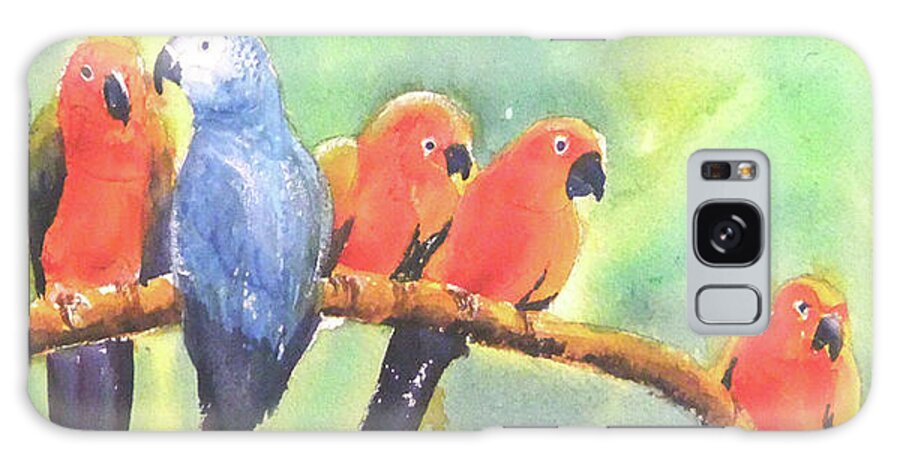 Birds Galaxy Case featuring the painting A New Slant on Life by Debbie Lewis