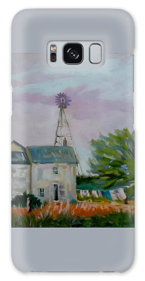 Landscape Galaxy Case featuring the painting Amish Farmhouse by Francine Frank