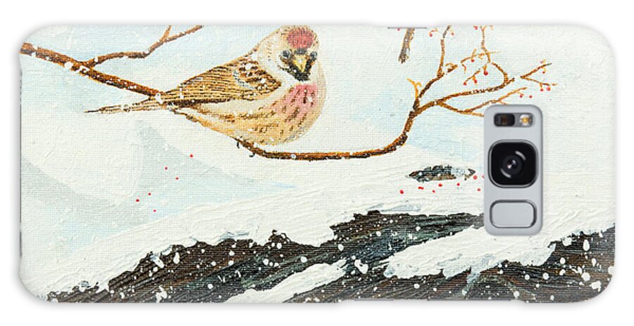Redpoll Galaxy S8 Case featuring the painting Artic Redpoll by L J Oakes