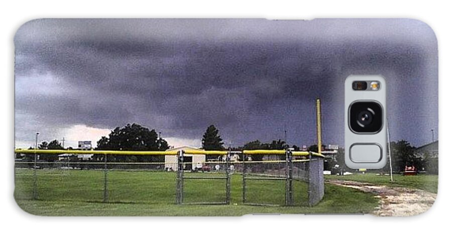 Fence Galaxy Case featuring the photograph #baseball #park #clouds #sky #storm by Tammy Gossett