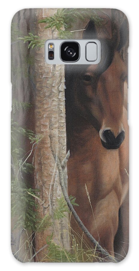 Horse Behind Tree Galaxy Case featuring the painting Bashful by Tammy Taylor