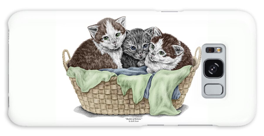 Cat Galaxy Case featuring the drawing Basket of Kittens - Cats Art Print color tinted by Kelli Swan