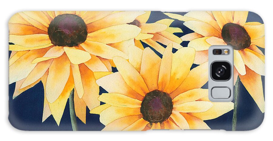 Black Galaxy Case featuring the painting Black Eyed Susans 2 by Ken Powers