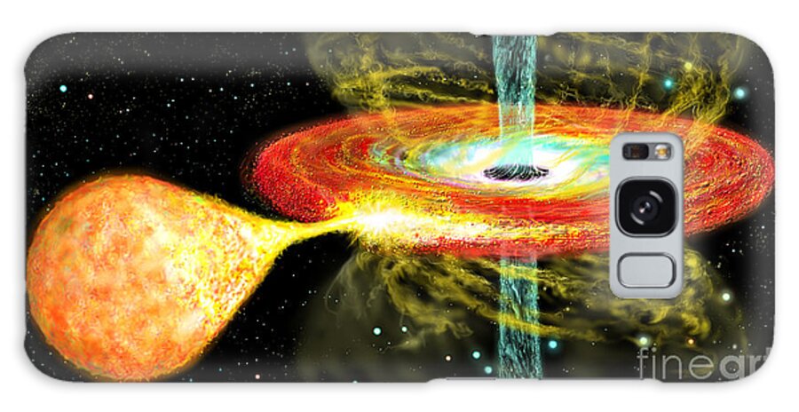 Accretion Galaxy Case featuring the digital art Black Hole with orbiting star and accretion disk by Russell Kightley