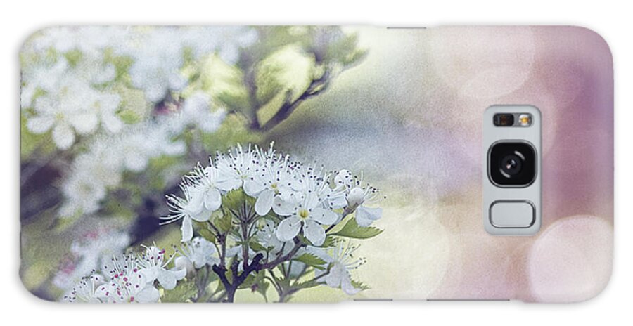 Texture Spring Blossom Bokeh Bloom White Green Blue Nature Galaxy Case featuring the mixed media Blossom by Joel Olives