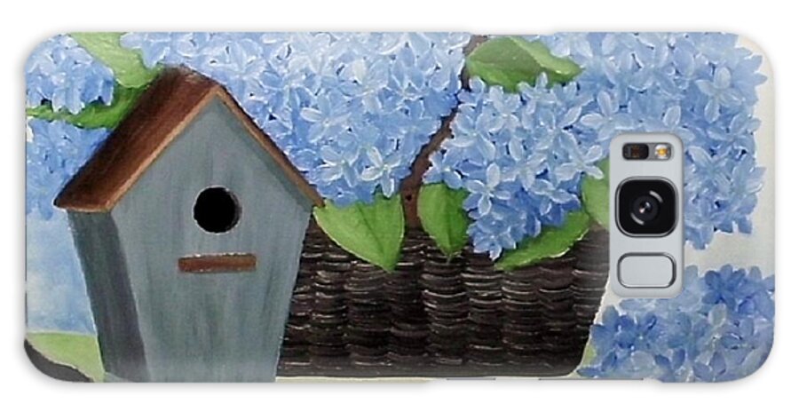 Blue Hydrangea Galaxy Case featuring the painting Blue Hydrangea by Peggy Miller