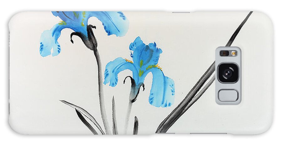 Blue Flower Galaxy S8 Case featuring the painting Blue iris I by Yolanda Koh