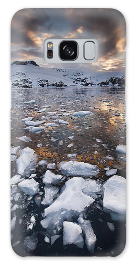 00451400 Galaxy Case featuring the photograph Brash Ice At Sunset Cierva Cove by Colin Monteath