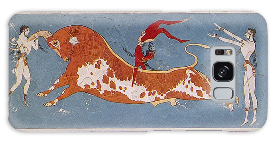Figurative Art Galaxy Case featuring the photograph Bull-leaping Fresco From Minoan Culture by Photo Researchers