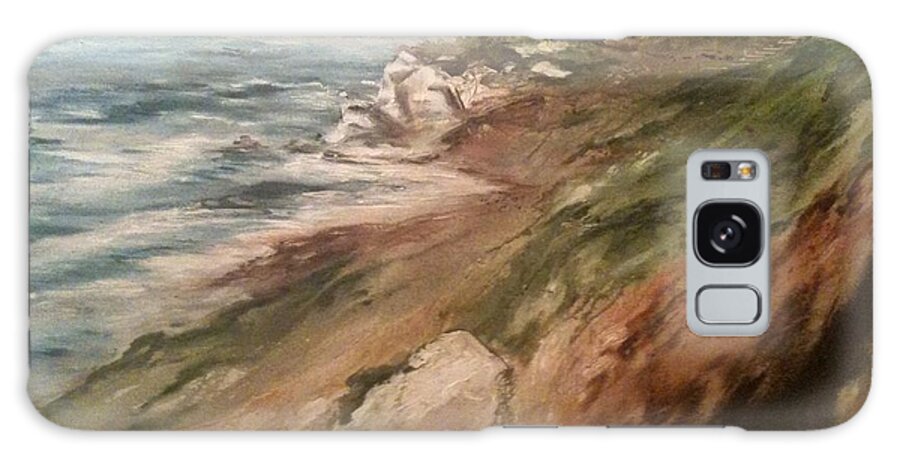 Lighthouse Galaxy Case featuring the painting Cliff Side - Newport by Karen Ferrand Carroll
