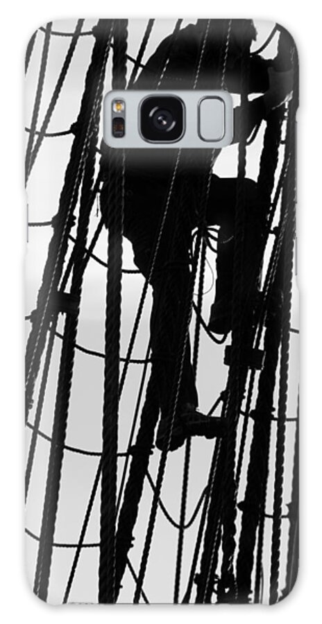 Monochrome Galaxy Case featuring the photograph Climbing in the rigging - monochrome by Ulrich Kunst And Bettina Scheidulin