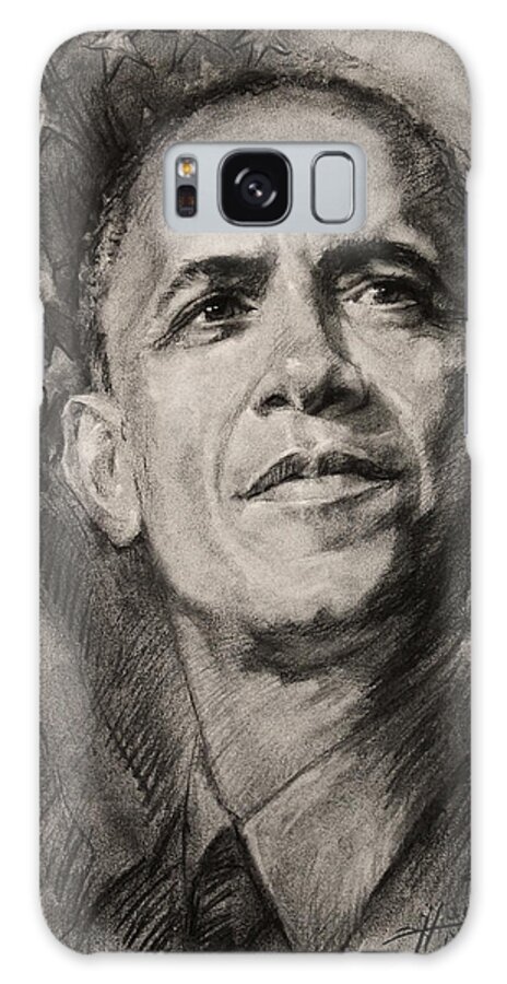 Barack Obama Galaxy Case featuring the drawing Commander-in-Chief by Ylli Haruni