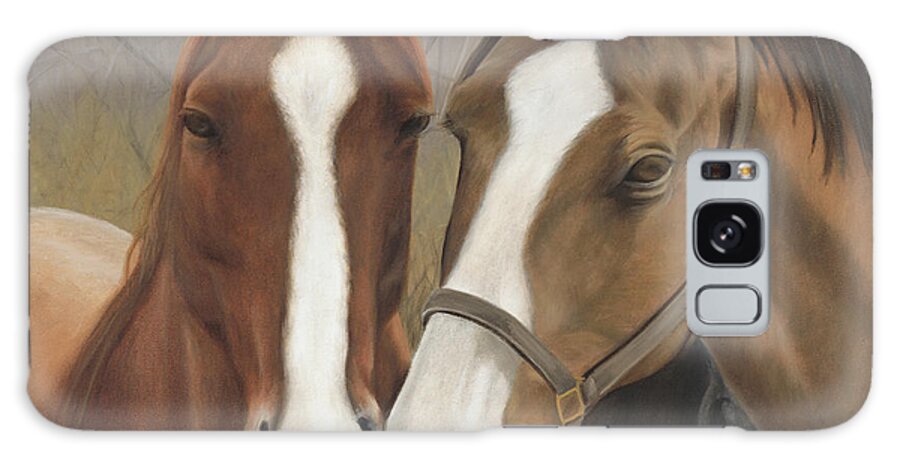 Horses Showing Affection Over The Fence Galaxy Case featuring the painting Courtship by Tammy Taylor