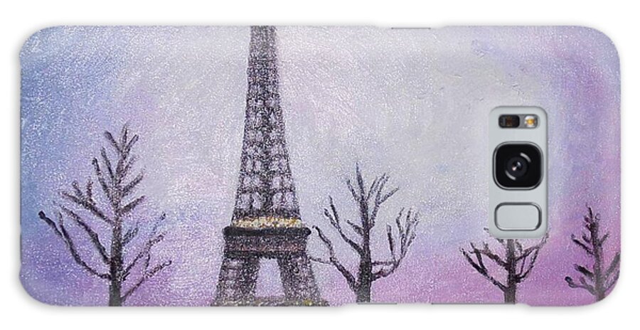 Eiffel Tower Galaxy S8 Case featuring the painting Eiffel at Night by Laurie Morgan