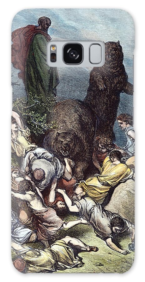 Ancient Galaxy Case featuring the drawing Elisha And The She-bears by Gustave Dore