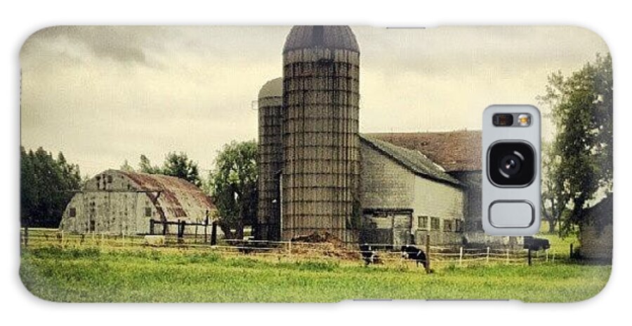 Cloudyday Galaxy Case featuring the photograph #farm #barn #cow #midwest by Bryan P