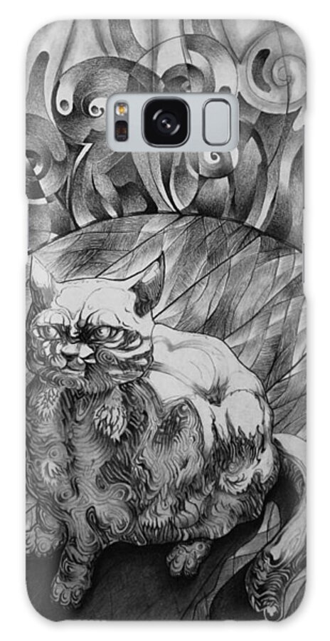 Art Galaxy Case featuring the drawing Fat Cat Fur Ball by Myron Belfast