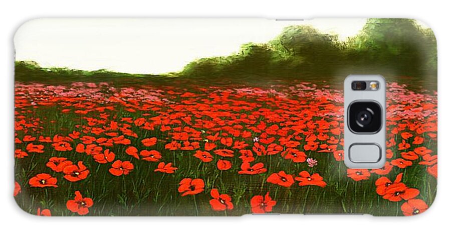 Flowers Galaxy Case featuring the painting Fine Art Oil Painting Poppies Emerald Isle by G Linsenmayer