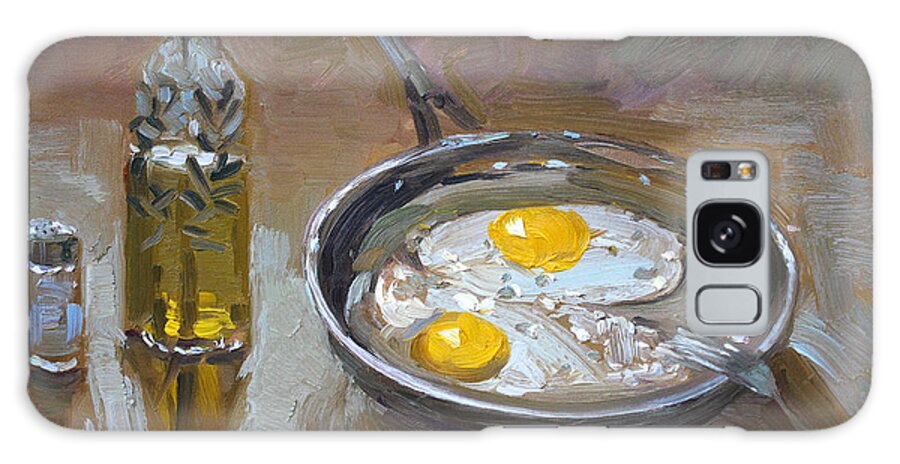 Fried Eggs Galaxy Case featuring the painting Fried Eggs by Ylli Haruni
