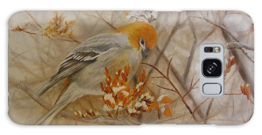 Pine Grosbeak Galaxy Case featuring the painting Generous Provision by Tammy Taylor