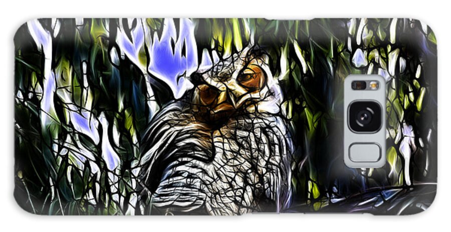 California Great Horned Owl (bubo Virginianus) Galaxy Case featuring the digital art Great Horned Owl - 4228 - Fractal - S by James Ahn