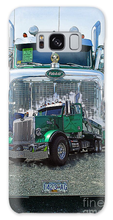 Trucks Galaxy Case featuring the photograph Green Peterbilt Dbl. Exposure by Randy Harris