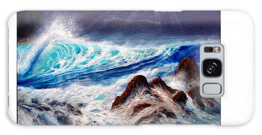 Hawaii Seascape Oilpainting Surf Galaxy Case featuring the painting Hawaiian Surf by Leland Castro