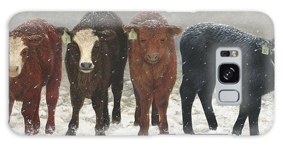 Calves In Winter Galaxy Case featuring the painting Inquisitive Calves by Tammy Taylor