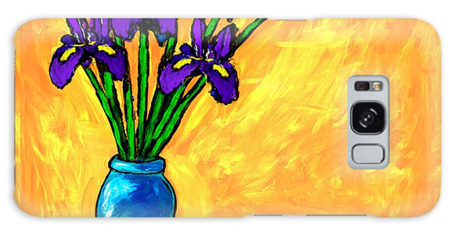  Galaxy Case featuring the painting Iris On Yellow by Dale Moses