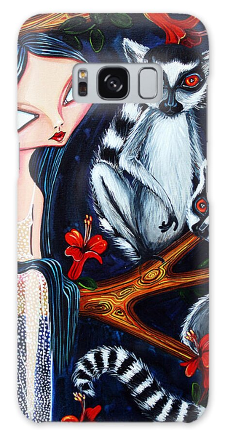 Girl Galaxy Case featuring the painting Jane and the Lemurs by Leanne Wilkes