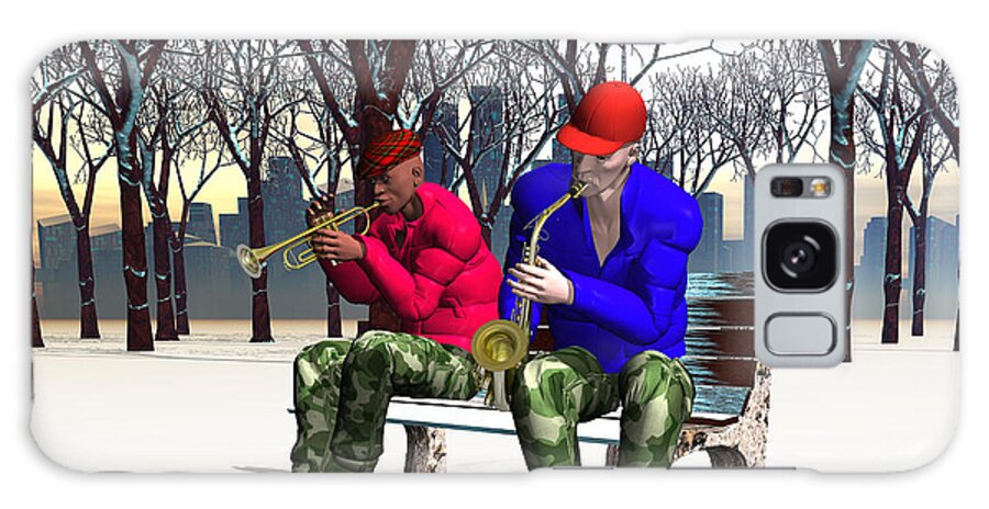 Figures Galaxy Case featuring the digital art 2 Vets Caroling In The Park by Walter Neal